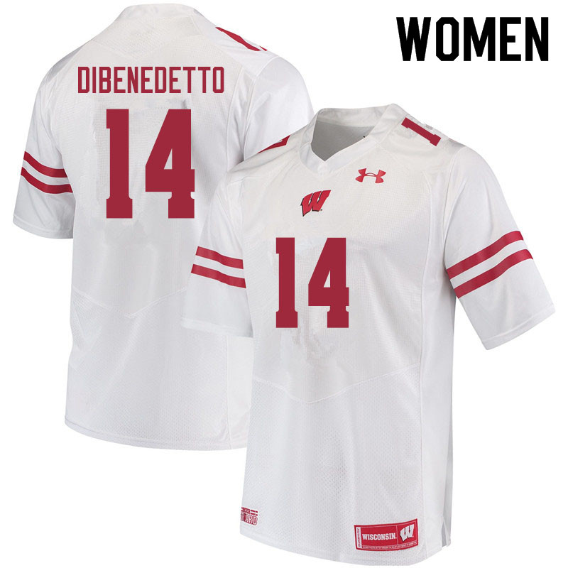 Wisconsin Badgers Women's #14 Jordan DiBenedetto NCAA Under Armour Authentic White College Stitched Football Jersey PI40C52KT